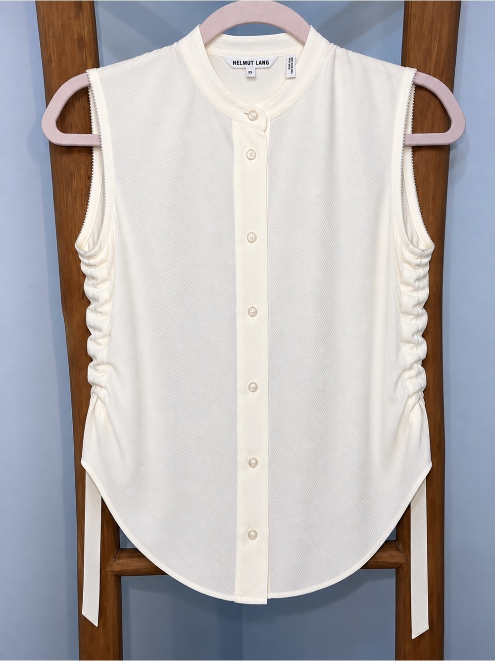 Helmut Lang Sleeveless Ruched Side-Tie Blouse | XS